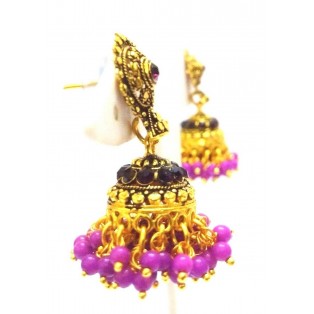Golden Oxidized Earrings Jhumka Jhumki Imitation Jewelry Drop Dangle Long E37